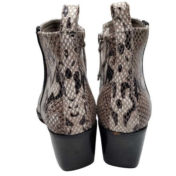 Linea Paolo | Cream Black Snake Print Leather Pointed Toe Ankle Booties 6.5 - Picture 4 of 11
